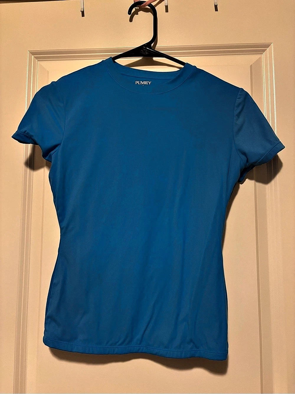 PUMIEY Crew Neck Short Sleeve T-Shirt Blue Small